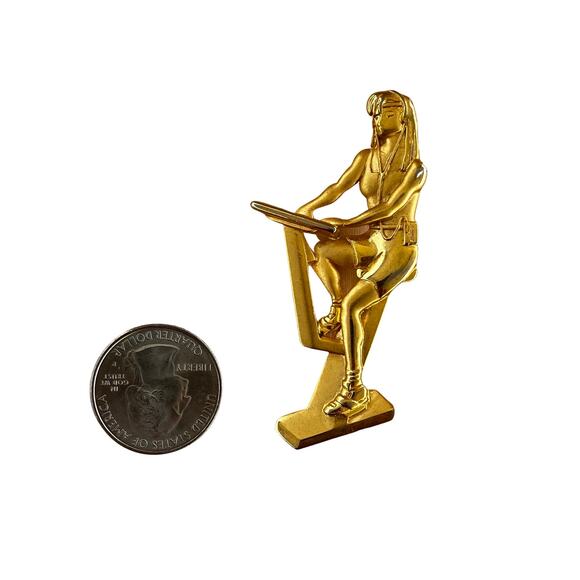Vintage 80s Lady Exercising Brooch from JJ - Picture 3 of 6